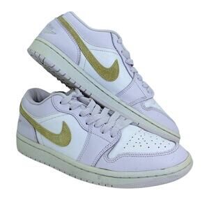 Nike Air Jordan 1 Vintage Womens Low Cut White w/Avocado Green Sneakers - Size 7